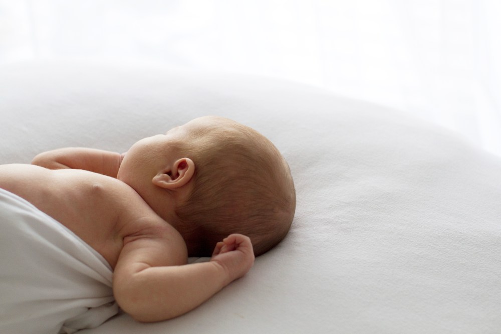 backlit photograph of newborn during a studio session.
